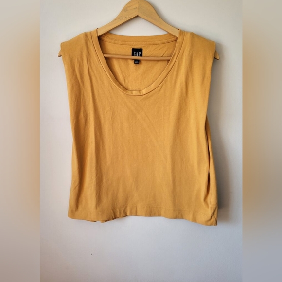 GAP Tops - GAP  Mustard Yellow Boxy Fit Sleveless 💯 Cotton Top
